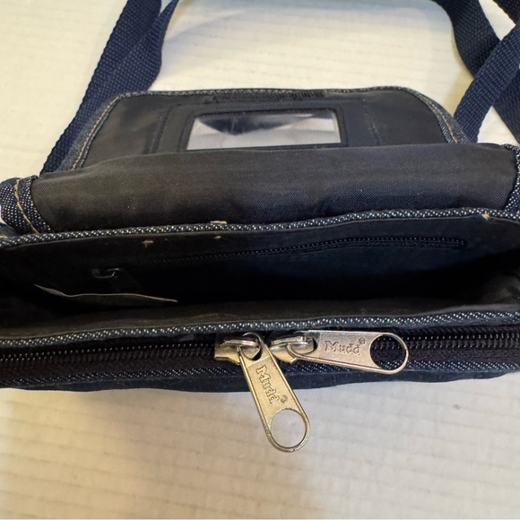 Mudd Denim Jean Red Blue Crossbody Bag Purse Y2K Satchel Bag - Picture 4 of 11